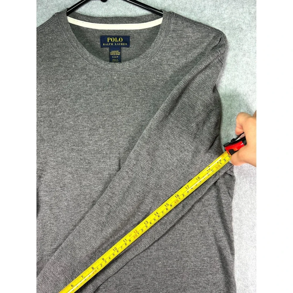 Polo Ralph Lauren Sleepwear Shirt Men's Small Gray Waffle Knit Embroidered Logo